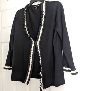 Cable & gauge ruffled cardigan